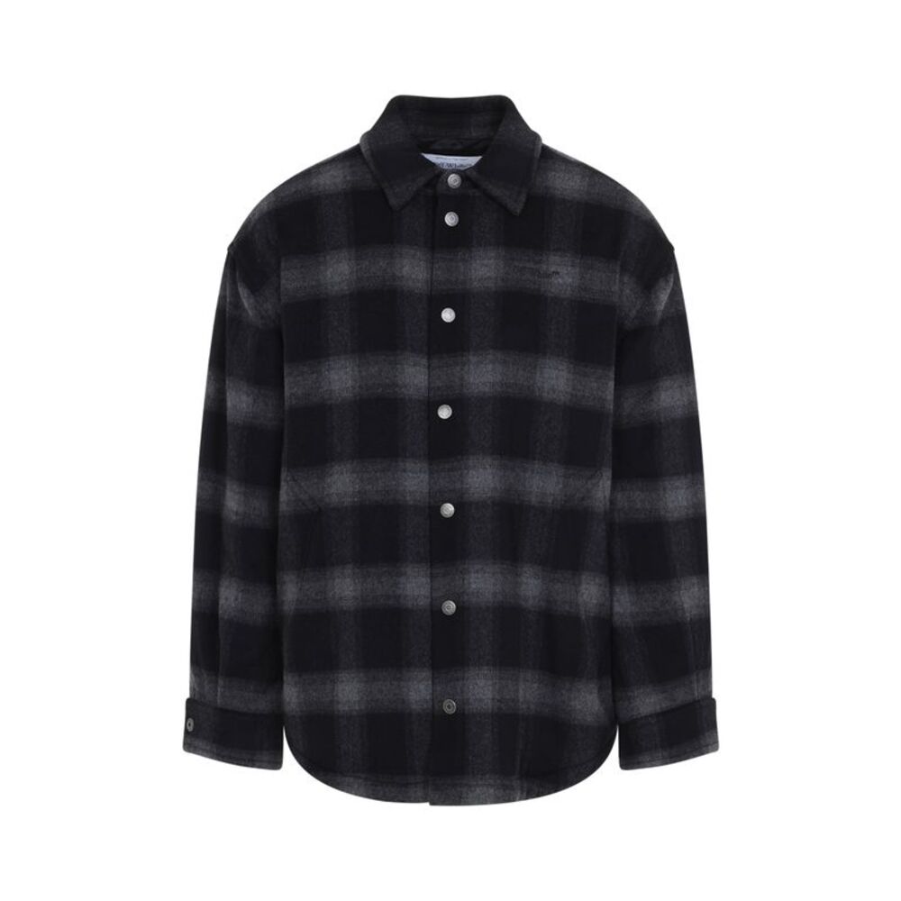 Off-White Flannel Wool Overshirt Padded Coat Men